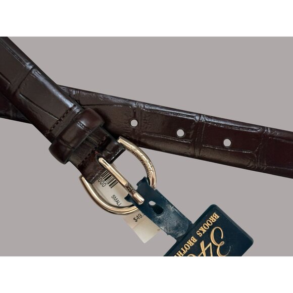 Brooks Brothers 346 Brown Croc-Embossed Leather Belt With Silver Buckle Small - Picture 2 of 8